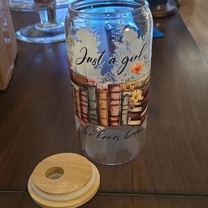 Handmade Floral Book Lover Glass Tumbler